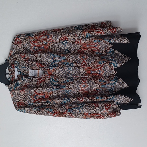 Single Thread W3951250ST Cement Persian Tapestry Keyhole Blouse Plus Size Top - Picture 2 of 11